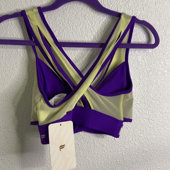 NWT- Fabletics-Faye Medium Impact Sports Bra- Berry Kiss/Lemon Crème-Size XS - Picture 7 of 12